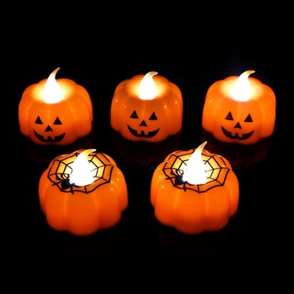 1Pcs LED Halloween Pumpkin Candle Lights Lantern Lamp Ornaments Props Halloween Party Decorations for Home - #1