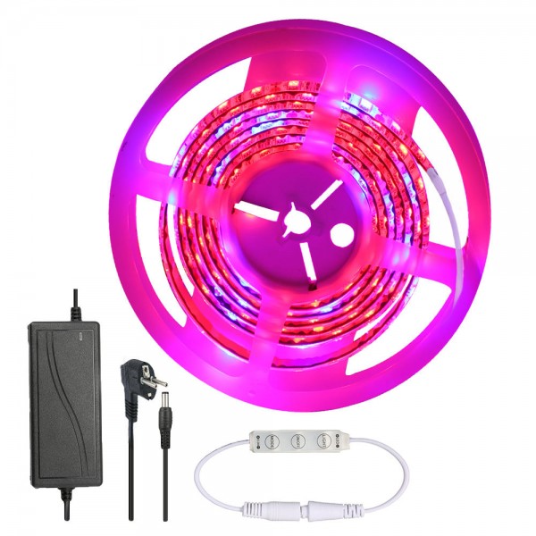 5M SMD5050 Waterproof Full Spectrum LED Plant Grow Strip Light for Greenhouse  DC12V - EU Plug