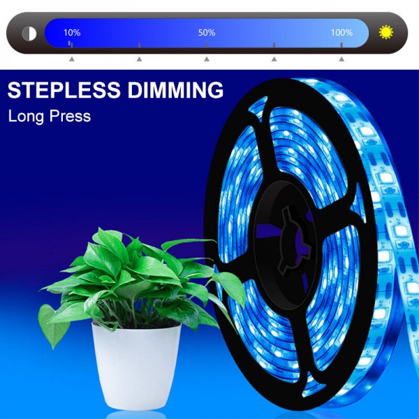 0.5/2/3M IP65 Waterproof LED Grow Light Strip Plant Growing Lamp Touch Control Ice Blue Light - 0.5M No