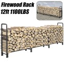12ft Firewood Rack Outdoor Heavy Duty Log Rack Firewood Storage Rack Holder Steel Tubular Easy Assemble Fire Wood Rack for Patio
