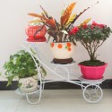 4 Tier Metal Shelves Flower Pot Plant Stand Display Indoor Outdoor Garden - Black