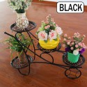 4 Tier Metal Shelves Flower Pot Plant Stand Display Indoor Outdoor Garden - Black