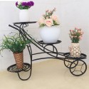 4 Tier Metal Shelves Flower Pot Plant Stand Display Indoor Outdoor Garden - Black