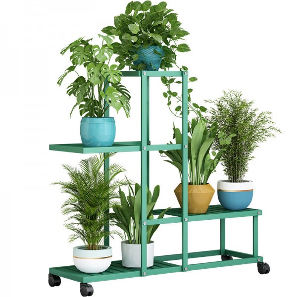 4 Pots Indoor Outdoor Garden Plant Stand Planter Flower Pot Shelf Metal Shelving - #1