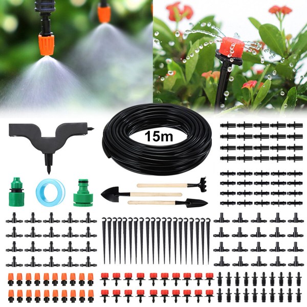 15M Micro Drip Irrigation Kit Drip UV-resistant Automatic Irrigation System for Greenhouse Garden Patio - EU Plug