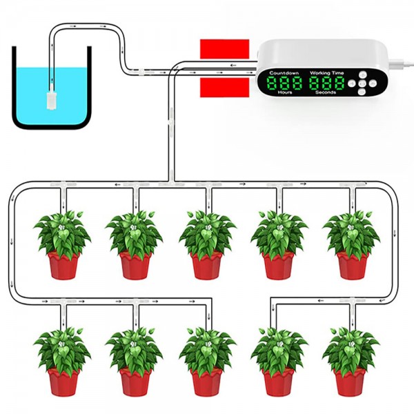  Smart Automatic Plant Waterer Drip Irrigation System with 40-Day Programmable Timer LED Display USB Power Timed Watering