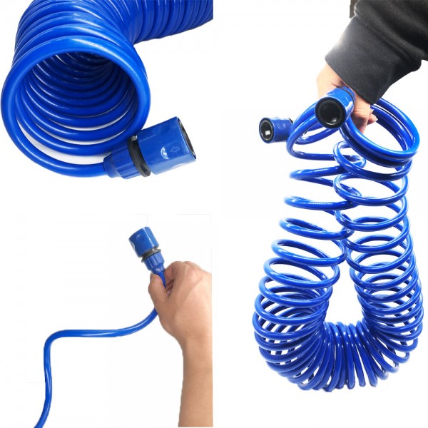 10M/15M Garden EVA Curly Water Hose Spring Tube Car Washer Flower Lawn Watering Hose Pipe - 15M
