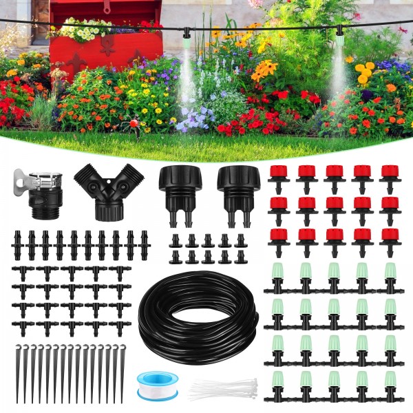 25M Micro Drip Irrigation Kit DIY Automatic Drip Irrigation System for Garden Greenhouse Patio