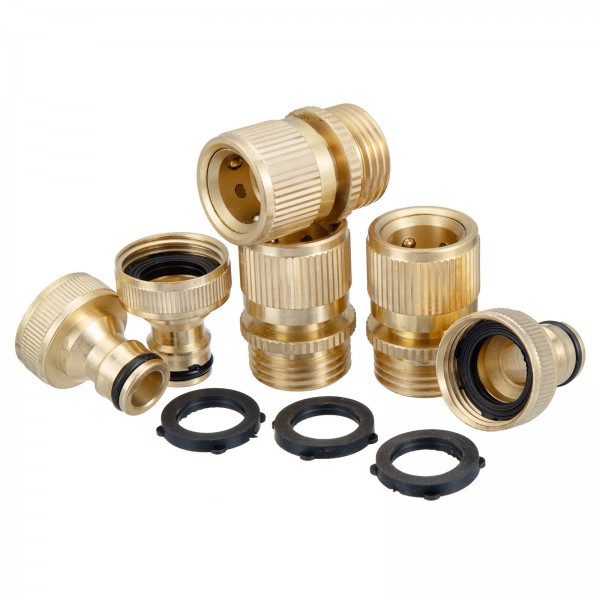  Brass Inner Teeth Quick Connector Set 3/4" GHT Brass Garden Hose Quick Connector With Washers