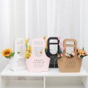 Folding Flower Boxes Paper l Wrapping Party Wedding Gift Handle 10Pcs/Set - Brown