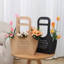 Folding Flower Boxes Paper l Wrapping Party Wedding Gift Handle 10Pcs/Set - Brown