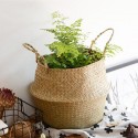 Garden Flower Pot Seagrass Belly Basket Storage Plant Pot Foldable Seeding Nursery Decoration Bag - S
