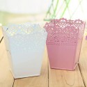 Rural Style Hollow Square Iron Sheet Flower Pot Home Garden Decoration Flower Pot - S White