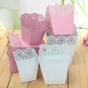 Rural Style Hollow Square Iron Sheet Flower Pot Home Garden Decoration Flower Pot - S White