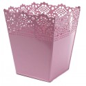 Rural Style Hollow Square Iron Sheet Flower Pot Home Garden Decoration Flower Pot - S White