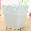 Rural Style Hollow Square Iron Sheet Flower Pot Home Garden Decoration Flower Pot - S White