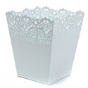 Rural Style Hollow Square Iron Sheet Flower Pot Home Garden Decoration Flower Pot - S White