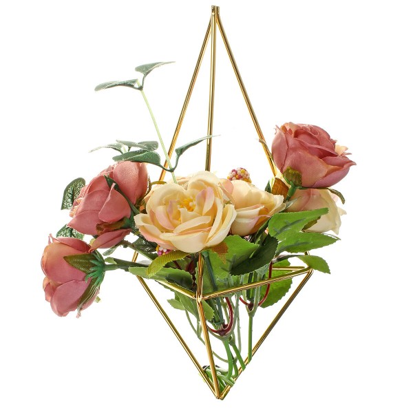 2 PCS Wall-Mounted Wrought Iron Geometric Air Flower Plant Stand Golden Decor - Black