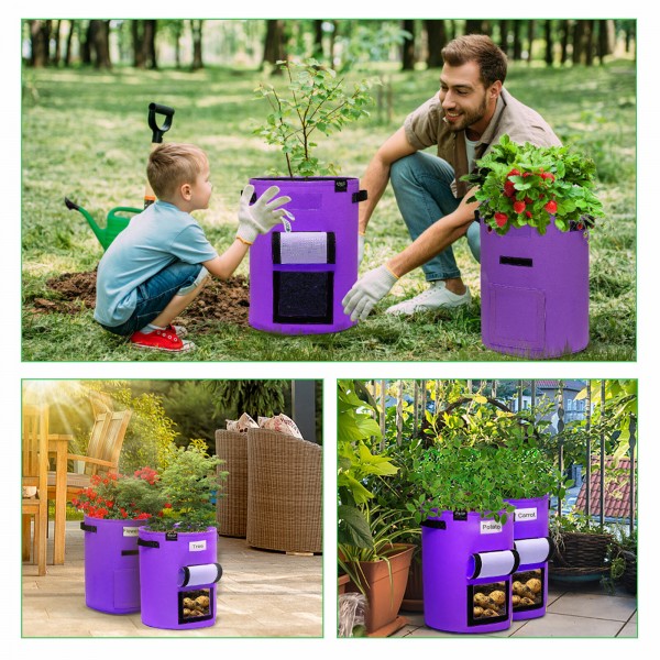 3 PCS Plant  Fabric Bags Plant Pot Nursery Soil Bag + Handle