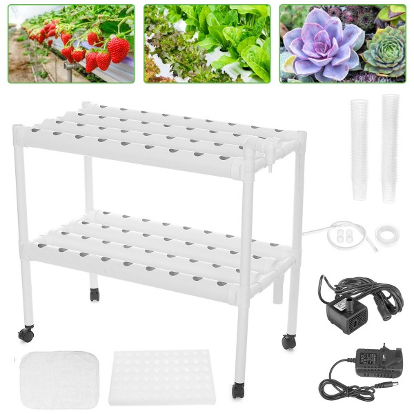110-220V 2 Layer Vertical Hydroponic Growing Kit 8 Pipes 72 Holes Garden Vegetable Planting System Kit Water Culture Planting To