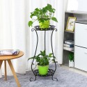 Iron Multifunctional Balcony Floor Standing Succulent Flower Pot Flower Stand - Black