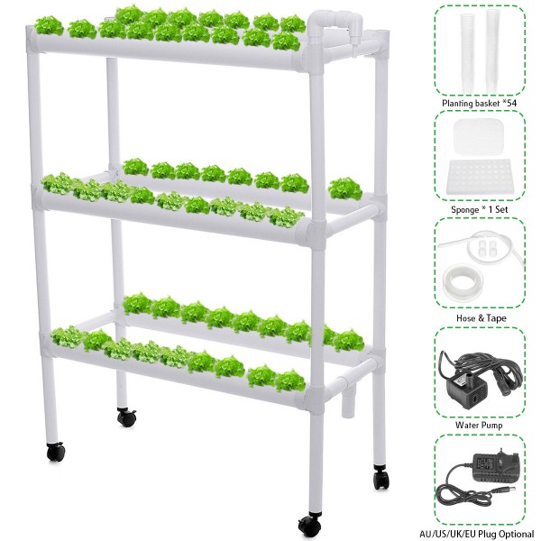 110-220V 3 Layers Hydroponic Growing Kit 6 Pipes 54 Holes Vertical Style Double Side Water Curlture Set Garden Vegetable Plantin