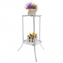 Plants Pot Flower Shelf Bracket Holder Stand Metal Planter Storage Organizer Display Rack Home Garden Decorations - White