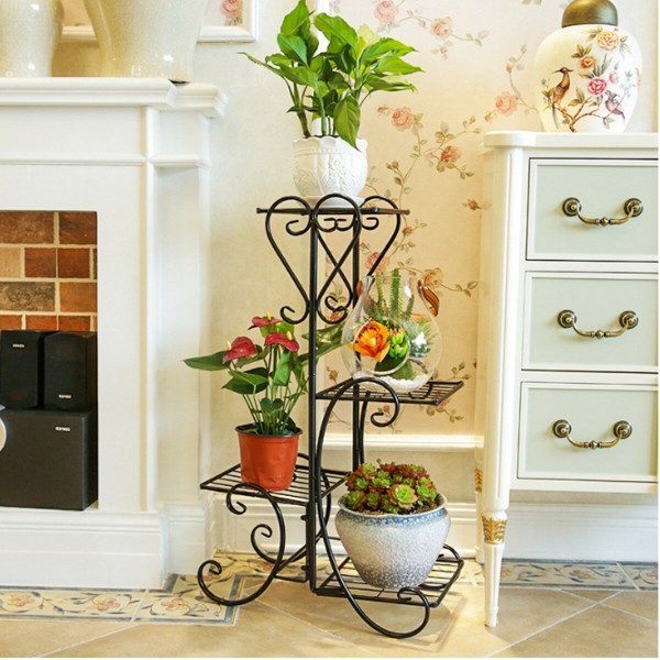 4 Tier Metal Shelves Flower Pot Plant Stand Display Indoor Outdoor Garden Home - #1