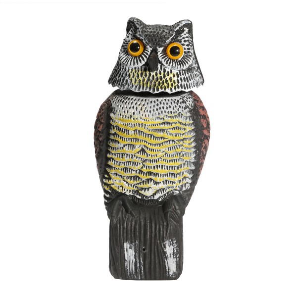 Artificial  Owl with Rotating Head Outdoor Hunting Decoy Garden Yard Landscape Ornament 