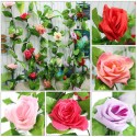 2pcs Artificial Plastic Rose Flower Vines Garland Home Garden Decoration -  Red