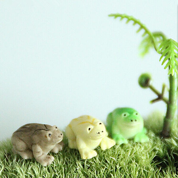 DIY Craft Landscape Minni Frog Potted Plant Garden Decor - Yellow