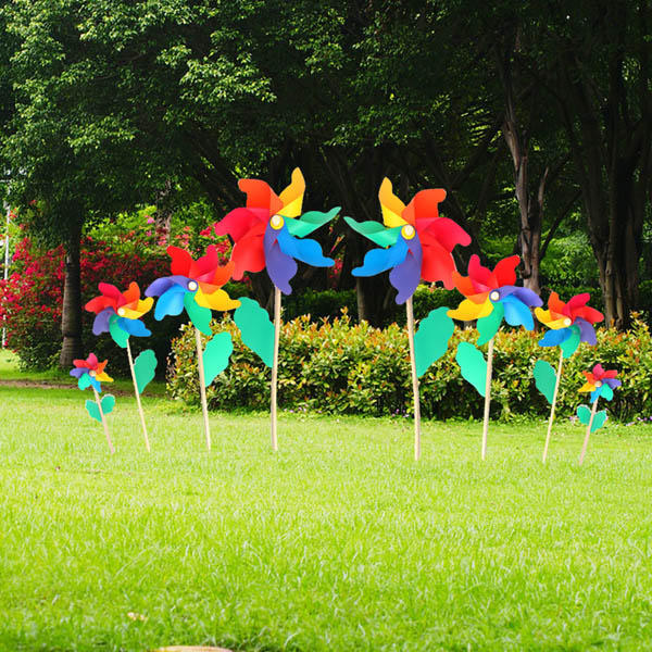 Colorful PVC Wooden Windmill Home Garden Party Wedding Decoration Kid Toy - 12cm