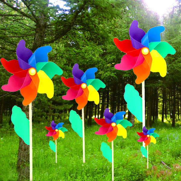 Colorful PVC Wooden Windmill Home Garden Party Wedding Decoration Kid Toy - 12cm
