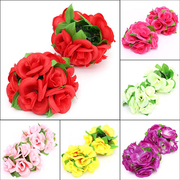 Artificial Wedding Silk Rose Flower Ball With Leaves Party Home Decoration - Rose