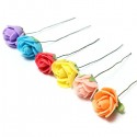 DIY Miniature Pretty Rose Ornaments Potted Plant Garden Decor - Purple