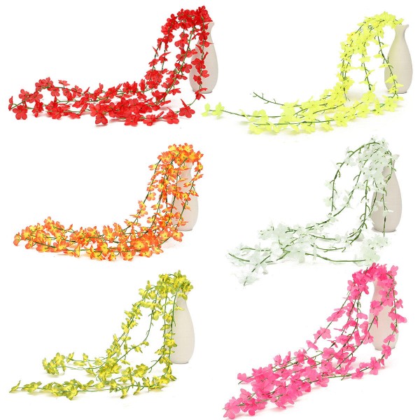 Artificial Silk Flower Vine Leaf Garland Plant Foliage Rattan Wedding Home Decorations - Green
