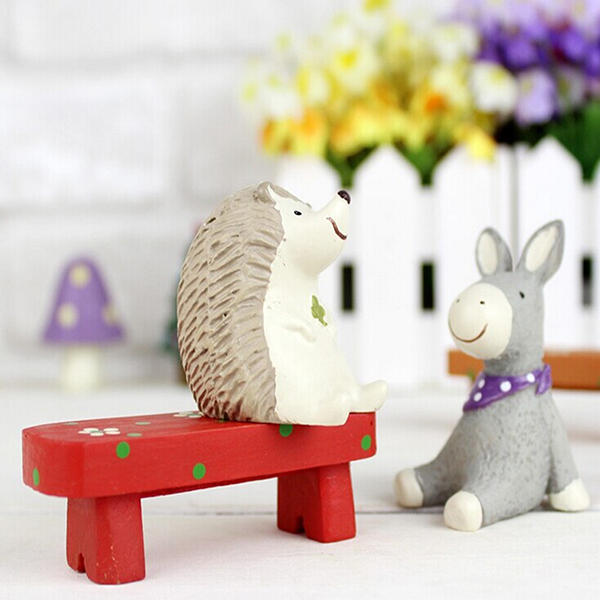 DIY Craft Landscape Simulation Bench Potted Plant Garden Decor - Orange