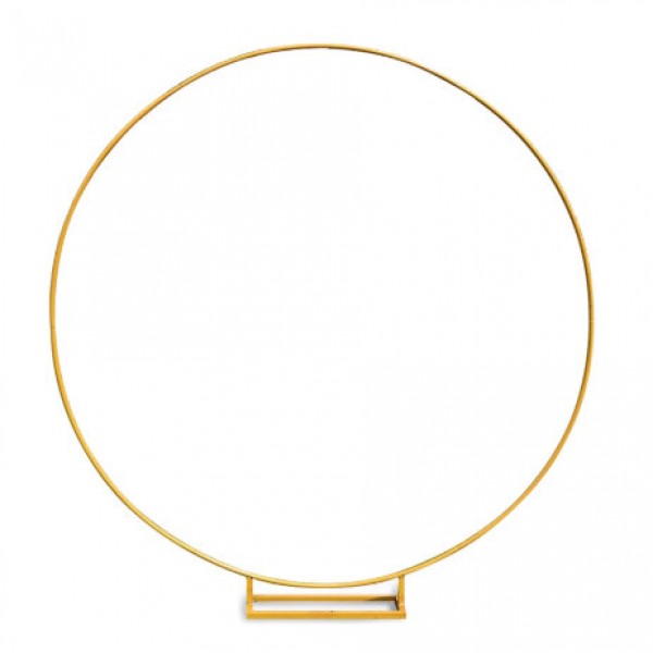 2M Metal Round Arch Stand Wedding Background Stand Birthday Party Decorative Balloon Stand DIY Iron Round Flower Frame - Gold