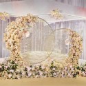 2M Metal Round Arch Stand Wedding Background Stand Birthday Party Decorative Balloon Stand DIY Iron Round Flower Frame - Gold