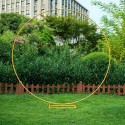 2M Metal Round Arch Stand Wedding Background Stand Birthday Party Decorative Balloon Stand DIY Iron Round Flower Frame - Gold