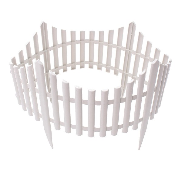 24Pcs White Flexible Plastic Garden Picket Fence Lawn Grass Edge Edging Border