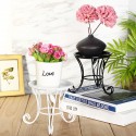 Metal Outdoor Indoor Flower Pot Plant Stand Garden Patio Decor Flower Rack Home Display - white