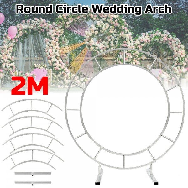 1.2m/1.5m/2m Circle Arch Framework Metal Round Wedding Party Romantic Backdrop - 2m