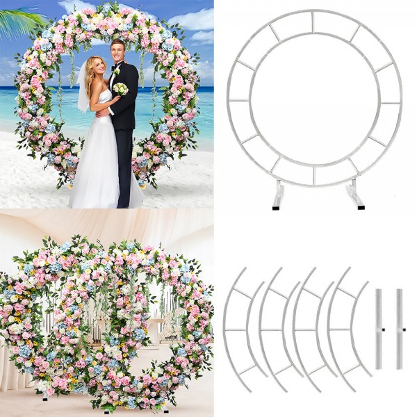 1.2m/1.5m/2m Circle Arch Framework Metal Round Wedding Party Romantic Backdrop - 2m