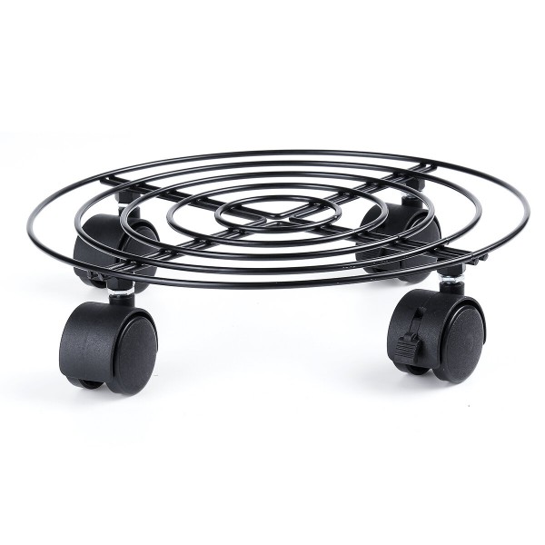 Removable Flower Pot Tray Universal Wheels Round Tray Heavy Duty Flower Pot Rack Plant Caddy Rolling Potted Plant Stand - Black 