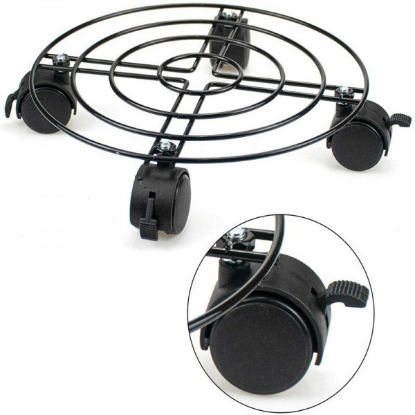 Removable Flower Pot Tray Universal Wheels Round Tray Heavy Duty Flower Pot Rack Plant Caddy Rolling Potted Plant Stand - Black 