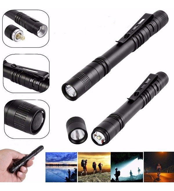 Elfeland XPE AAA EDC LED Pen Light Flashlight Torch Lamp Light Clip