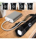 LIUMY P50 LED Zoomable Flashlight Set with 26650 Battery USB Cable Power Display USB Rechargeable LED Searchlight Torch