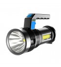 2PCS BIKIGHT P500 Double Light 500m Long Range Strong Flashlight with COB Sidelight USB Rechargeable Powerful Handheld Spotlight