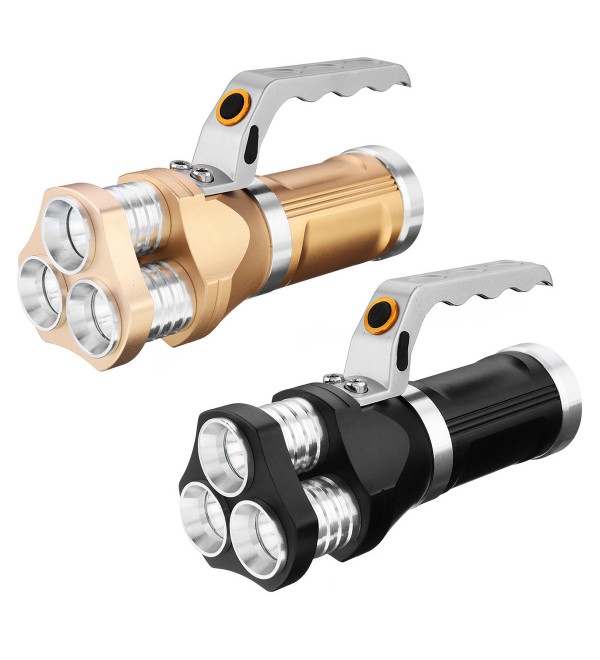 3x T6 LED Flashlight Rechargeable Tactical Spotlight - Gold